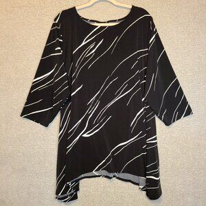 ALFANI Womens Plus Black and White Top Size 4X